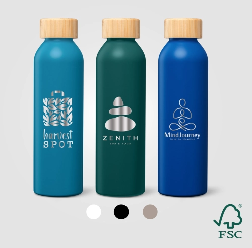Eden Recycled Stainless Steel Bamboo Lid Water Bottle - 590 ml